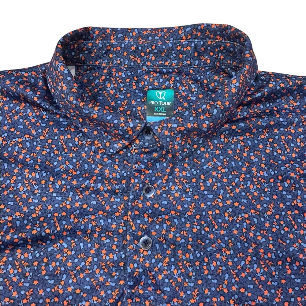 Pro Tour‎ Coolplay Men’s Micro Leaf Print Golf Performance Polo XXL Polyester